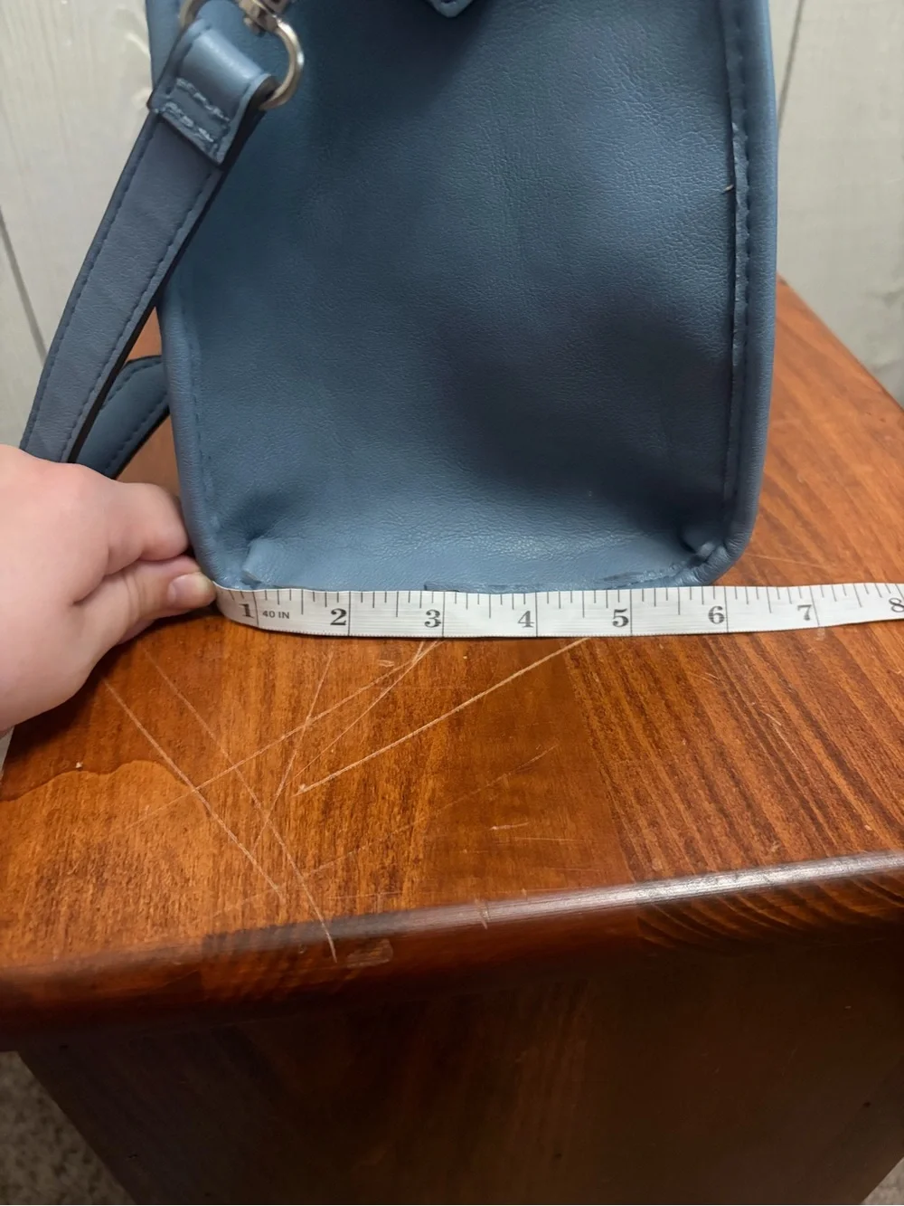 FRYE AND CO. Steel Blue Faux Leather Satchel Crossbody Bag